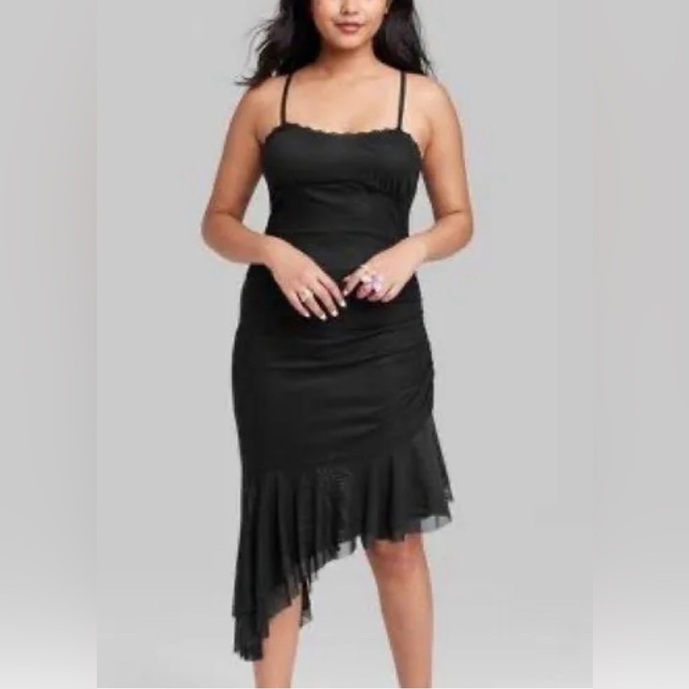 NWT Wild Fable Cami Asymmetrical Bodycon Dress in Black -‎ L